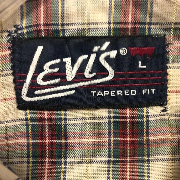 LEVIS Vintage Western Plaid Cowboy Shirt Gold Lurex Snap Buttons - Men’s Large - Picture 5 of 10